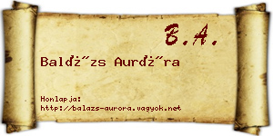 Balázs Auróra névjegykártya